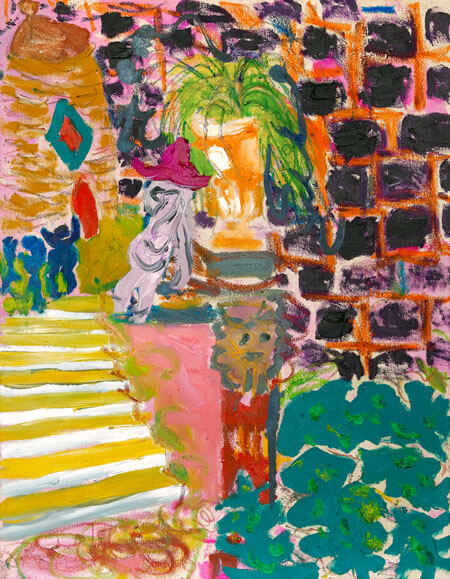 Tanja Ritterbex, „Walking upstairs in Mallorca“, Hasenleim, Öl und Öl-Stifte auf Leinwand, 2018 | Zilkens Kunstversicherung