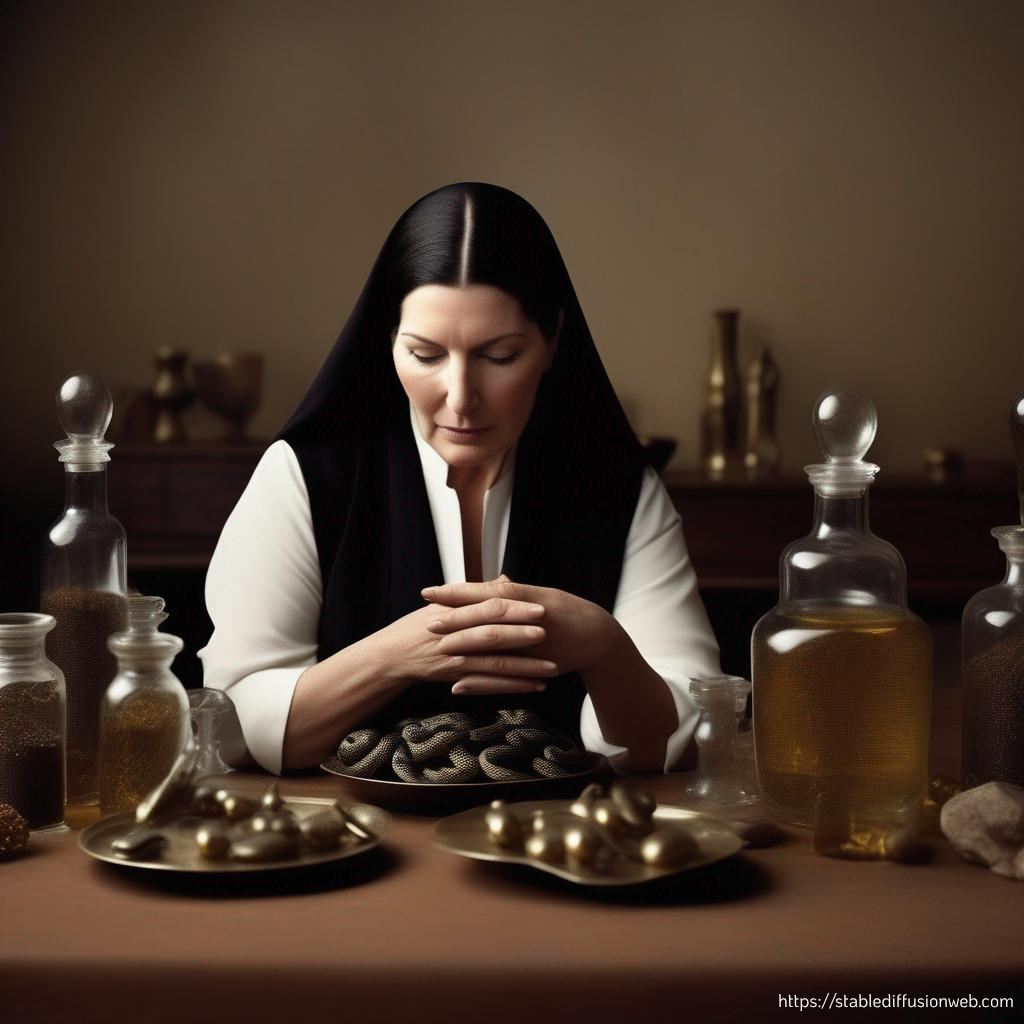 Marina Abramovic selling snake oil