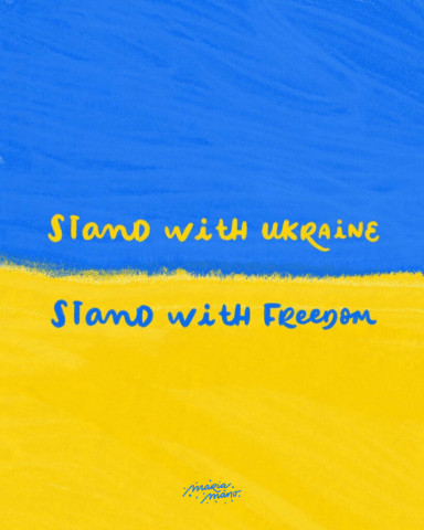 Four years of war in Ukraine; image via creativesforukraine.com